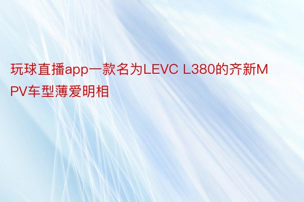 玩球直播app一款名为LEVC L380的齐新MPV车型薄爱明相